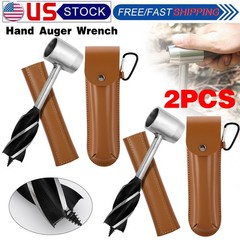 2PCS Manual Hand Auger Wrench Outdoor Survival Wood Gear Drill Kit for Bushcraft
