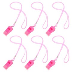 6 Pcs Plastic Whistle Pink Loud Sports with Lanyard Colored for Coaches