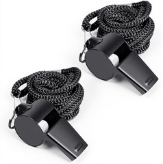 2 Pack Whistle for Coaches Stainless Steel Sports Whistle with Lanyard Loud Cris