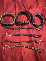 LARGE Survival Bracelet Military Grade Nylon Paracord Rope And Hook Bracelet LOT