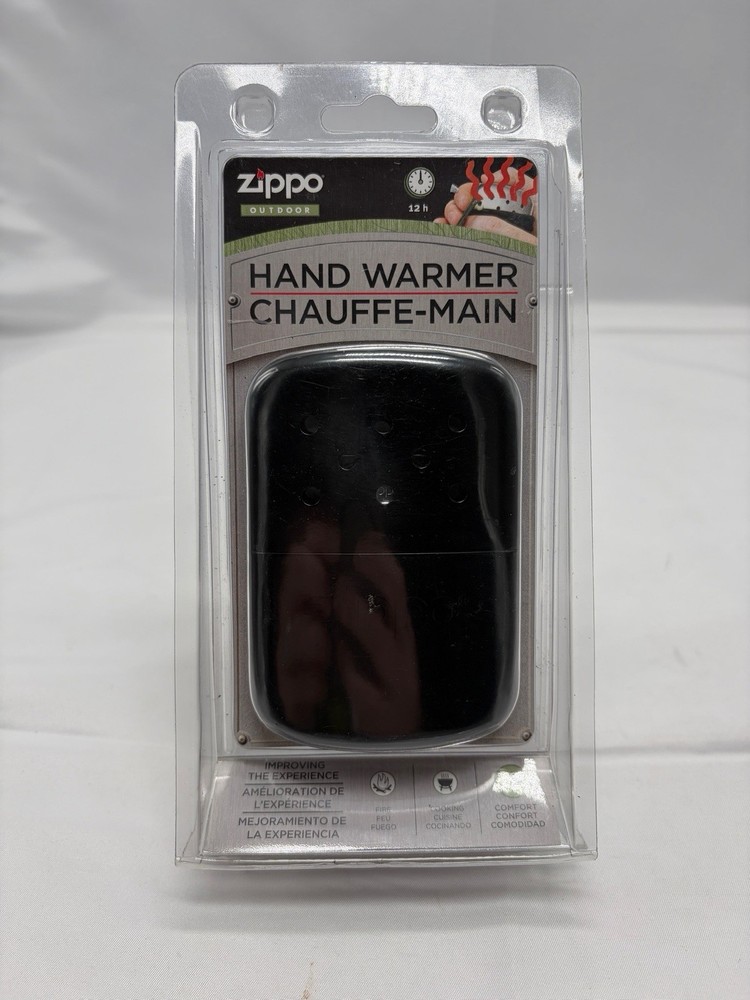 Zippo 12 Hour Refillable Hand Warmer Black Metal for Camping Hiking Hunting