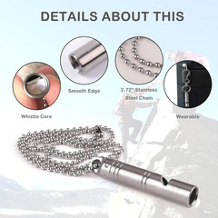 Whistle Emergency,Titanium Whistle Necklace Keychain Loud up to 120db,Emergency