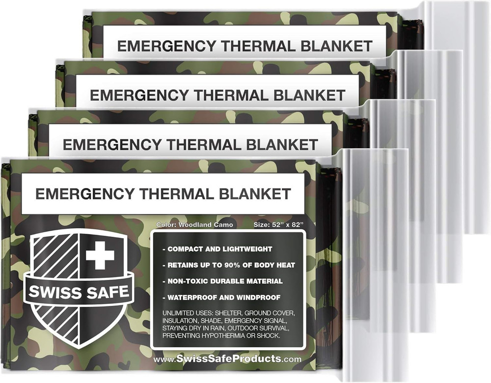 4 Pack Mylar Emergency Blankets for Survival – Compact & Insulated for Cold W…