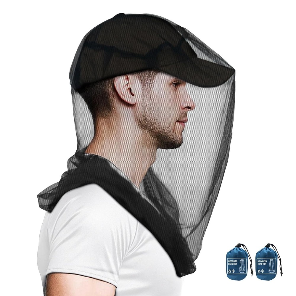 Mosquito Head Net Insect Bug Fly Protection 2 Pack Face Net for Outdoors