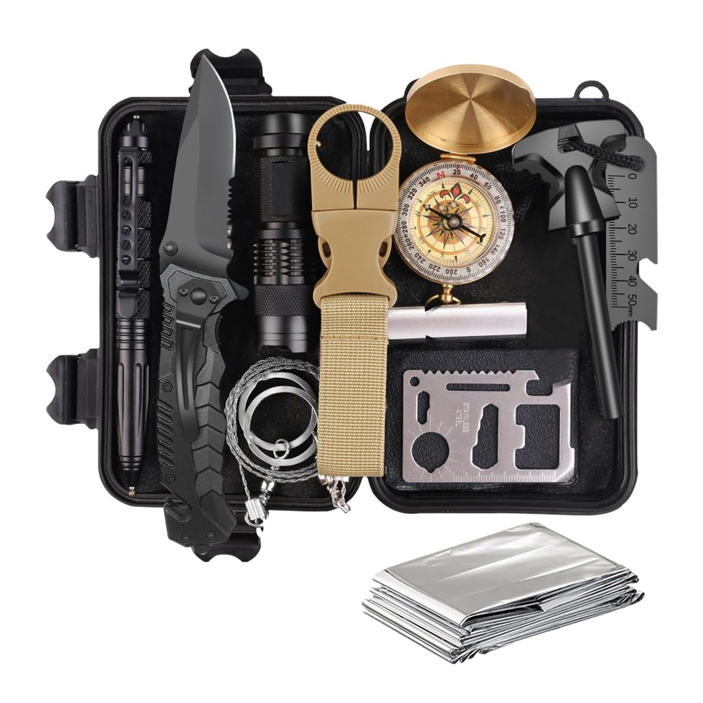 Gifts for Men Dad Husband Him, Survival Kit, Emergency survival kit, Black