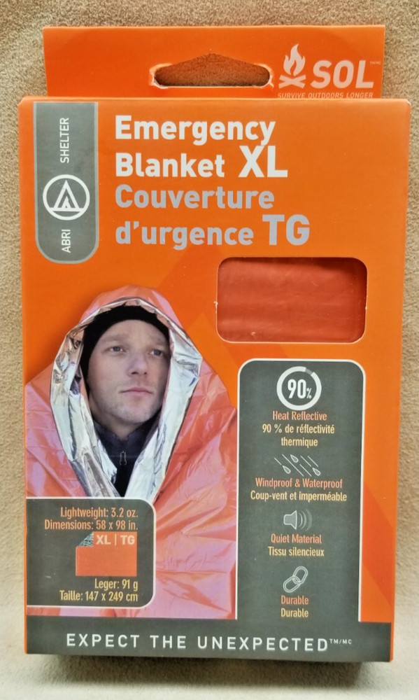 SOL Heat Sheet Survival Thermal Emergency Blanket XL 2 Person Quiet and Warm!