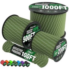 Reflective Paracord Rope 750 lb – 5/32″ Parachute Cord 4MM 12 100ft Army Green