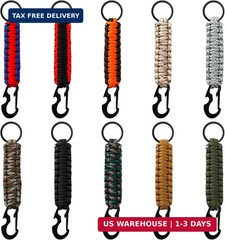 10 PCS Paracord Keychain with Carabiner Clips, Lanyard Paracord Keychain with Ca