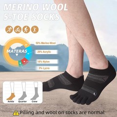 HABITER Merino Wool Toe Socks for Men&Women,Compression Medium, Green&blue