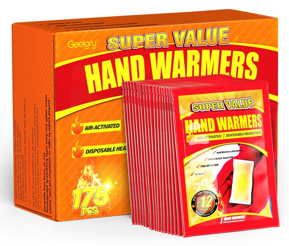 Geelgry Hand Warmers Disposable 175Pcs Long-Lasting Up To 12 Hours For Warm