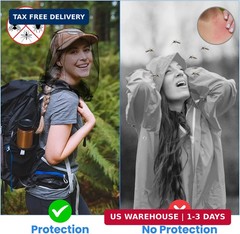 2 Pack Mosquito Head Net Bug Protection Ultra Fine Mesh Camping Hiking