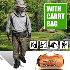Anti-Mosquito Bug Mesh Net Suit Breathable Jacket with Hood Pants Gloves Socks