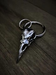 Bravo Bells Raven Skull Keychain – Pewter Keychain for Bikers – Made in The USA