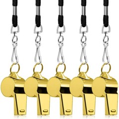 5 Packs Stainless Steel Whistle, Loud Metal Whistle with Lanyard for Referees…