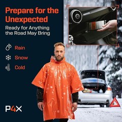 PREPARED4X Emergency Mylar – Rain with – Compact, Reusable Emergency Blanket for