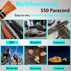 VVAAGG Reflective Paracord Rope 100FT, 7 Strand Nylon para Cord Orange