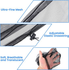 2 Pack Mosquito Head Net, Breathable Bug Net for Hat & Outdoor | Extra Large Mes