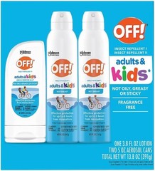Off Insect Repellent Spray Adults & Kids Fragrance-Free 2 x 5 oz cans & 1 x3.8oz