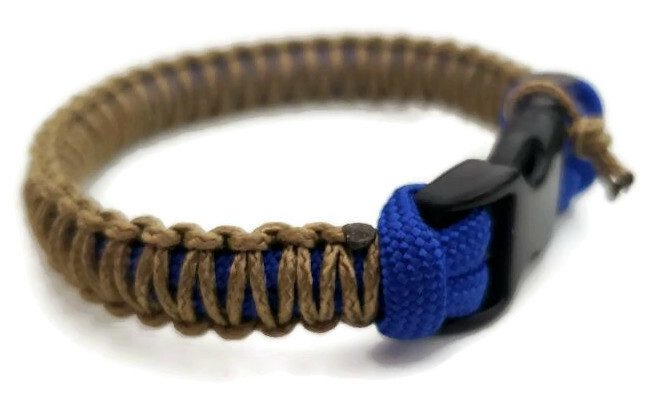 Paracord Bracelet 550 Elec. Blue/Tan Micro Cord U.S. Seller – Handmade