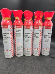 5PK Pure Oxygen Canisters All Natural Respirator Support 12L Each