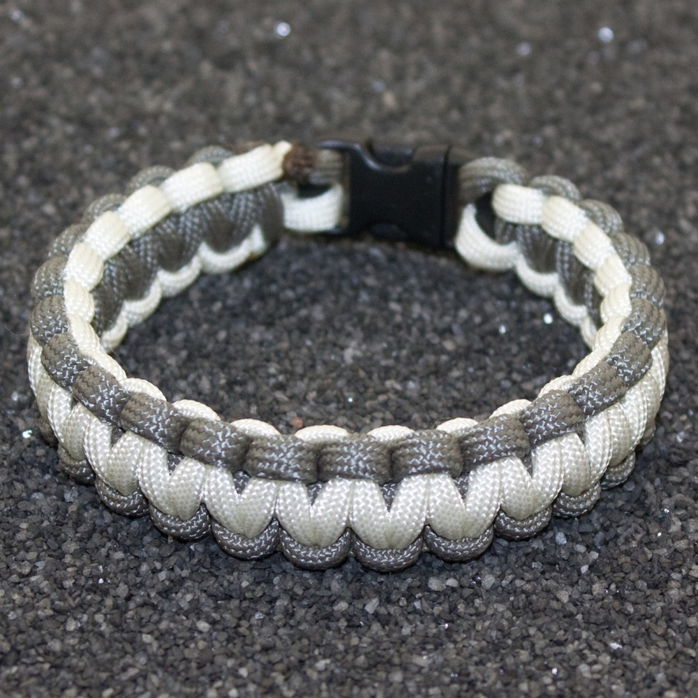 Charcoal & White 550 lb Type III Paracord Survival Rope Bracelet Made in the USA
