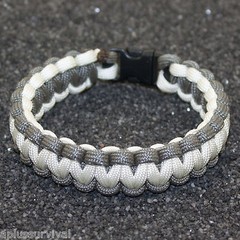 Charcoal & White 550 lb Type III Paracord Survival Rope Bracelet Made in the USA