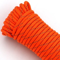 Reflective Paracord 5/32 Inch Orange 550 Type III 50 Feet Survival Rope