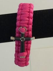 Cross Hot Pink Handmade Paracord Rope Survival Bracelet Gift