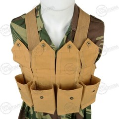 Reproduction Military Style Rhodesian Chest Rig- Webbing-Airsoft- Tan Canvas