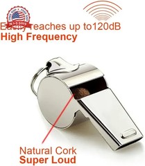 Stainless Steel Sports Whistles with Lanyard, Loud Crisp Sound Whistles Bulk Gre