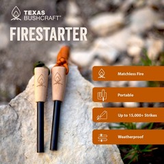 Texas Bushcraft Fire Starter – 3/8″ Ferro Rod Striker Paracord Wrist Lanyard