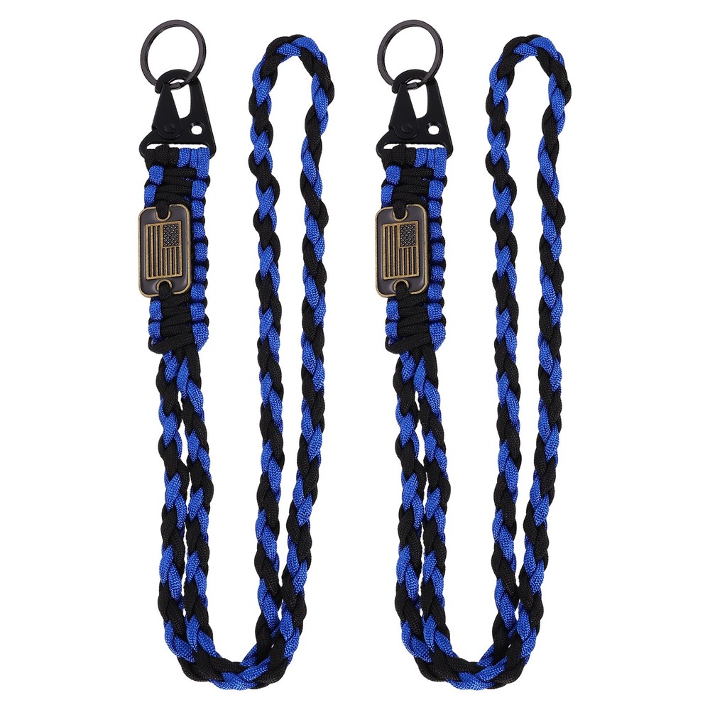 2Pcs Paracord Lanyard, Strong Lanyard with USA Flag, Blue
