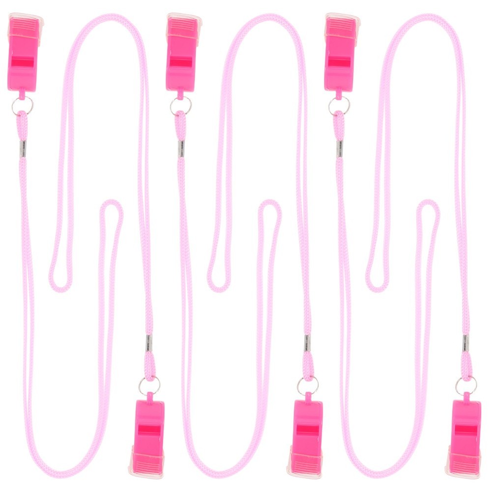 6Pcs Pink ABS Plastic Whistles with Mouthpiece Loud Safety Whistles for Referees