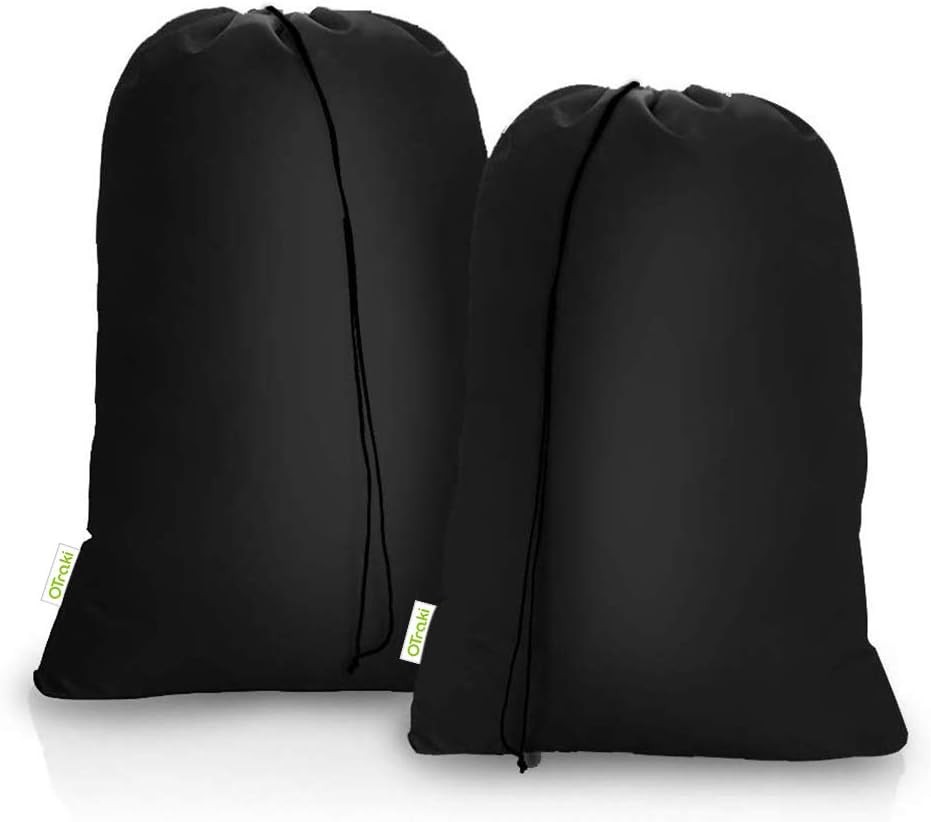 2 Pack Heavy Duty Large Laundry Bag 28 x 45 inch Extra 28 x 45 inch, Black