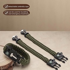 5 in 1 Survival Bracelet-Fire Starter,Loud Whistle,Compass,Paracord Rope & Cu…
