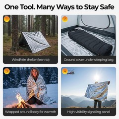 Emergency Mylar Thermal Space Blanket for Survival – Waterproof Safety Shelter