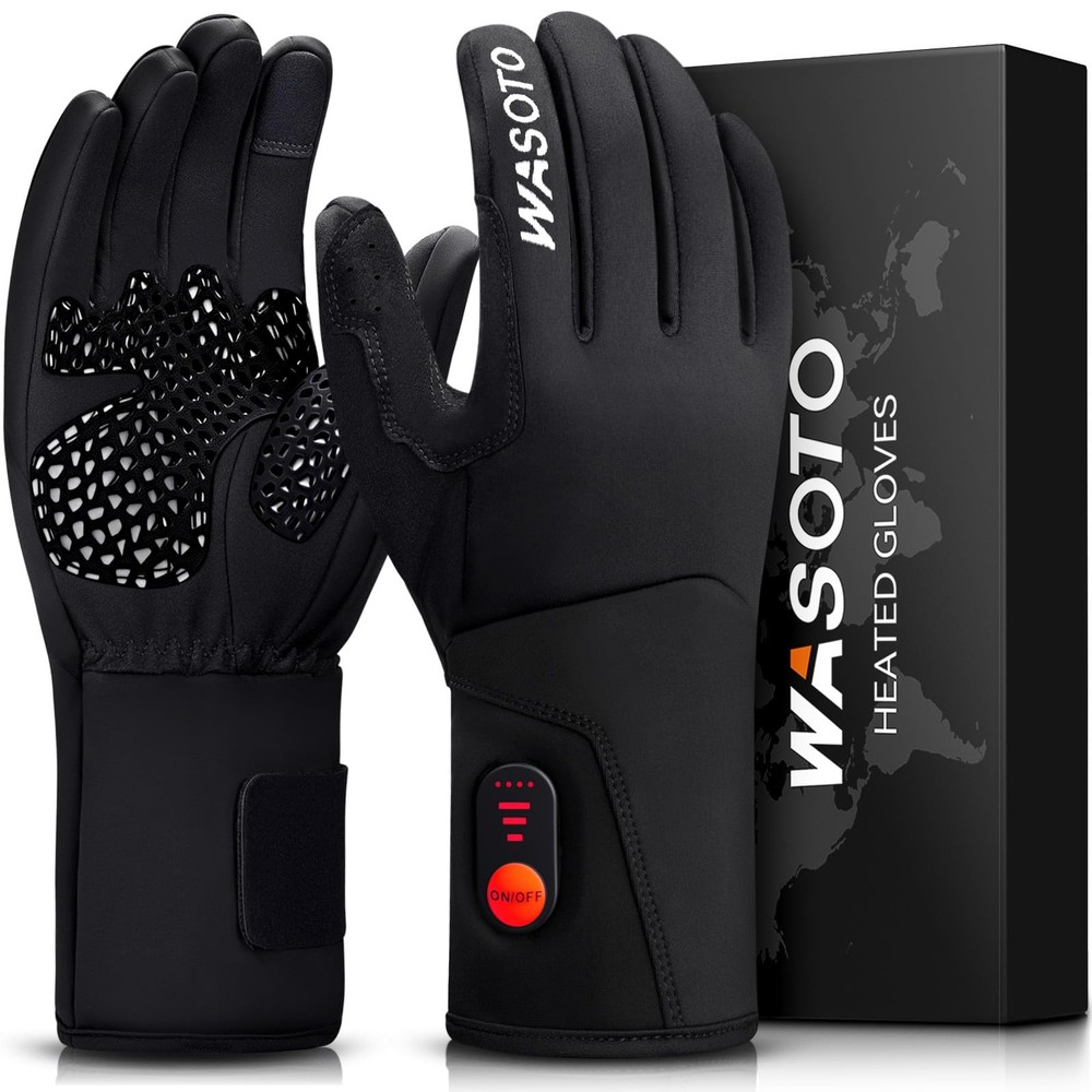 WASOTO Heated Gloves for Men Women,7.4V 22.2WH Electric Small, black