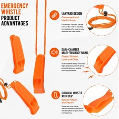 110 Pcs Emergency Whistles with Lanyard Safety Survival Whistles Loud Blast o…