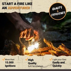 Ferro Rod Fire Starter Kit with Fatwood Tinder Stick – 3/8″ Thick Natural Wood