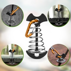 TOBWOLF 10PCS Black Fishbone Deck Anchor Pegs with Carabiners,