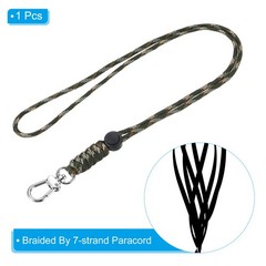Paracord Lanyard Clasp 19″ Necklace Keychain Cord Metal Hook Strap Camo Green