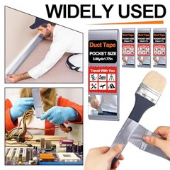 Pack 1.77 in x 10 ft Travel Duct Tape Mini Pocket Size Flat Roll Silver 4