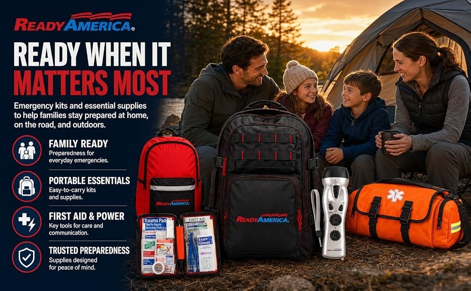 72 Hour Emergency Kit, 2-Person, 3-Day Backpack, Includes First Aid Kit, Surv…