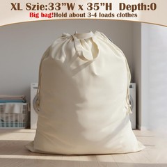 CALACH Canvas Laundry Bag 33″Wx 35″H, Thick XL 33″W x 35″H┃1 Pack, Beige