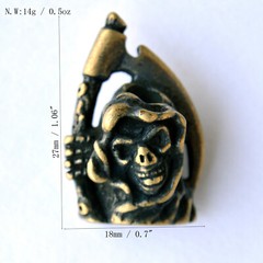 EDC Grim Reaper Brass Lanyard Bead Pendant Parachute Cord Knife Tool Zipper Pull