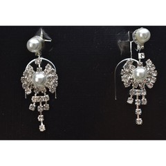 Bridal Wedding Rhinestone Crystal Pearl Necklace Earrings Jewelry Set Party