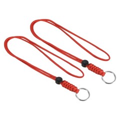 2pcs 18″ Paracord Lanyard with Keyring Necklace Cord Badge Holder Strap, Red