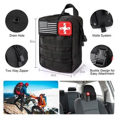 Survival Kit, 251 Pcs Gear First Aid Kit with Molle Large, Black