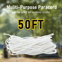 550 Paracord Nylon Rope 50ft – 600lb Breaking Strength – 7-Strand White Parac…