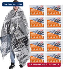 Emergency Blankets Mylar Thermal Blanket,(10 Pack) of Gigantic Space Blan